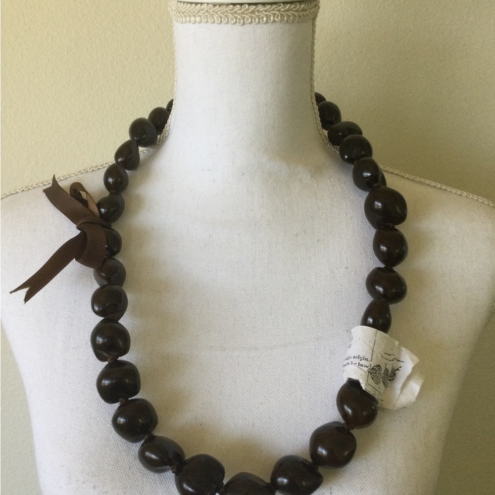 Kukui Nut Lei 30" Brown Hawaii tiki wear aloha